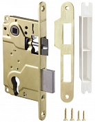 Картинка LH 25-50 SG BOX Замок межкомнатный ARMADILLO под цилиндр. механизм 1ригель+защёлка (мат золото) с отв. планкой